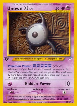 Unown [X] (/105) 1st Edition [Vintage: Neo Destiny] Pokemon Single Pokémon