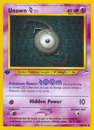 Unown [Z] (/105) 1st Edition [Vintage: Neo Destiny] Pokemon Single Pokémon