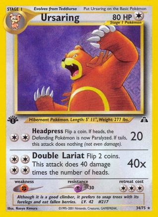 Ursaring (34/75) 1st Edition [Vintage: Neo Discovery] Pokemon Single Pokémon