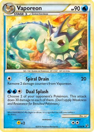 Vaporeon (41/90) [HGSS: Undaunted] Pokemon Single Pokémon