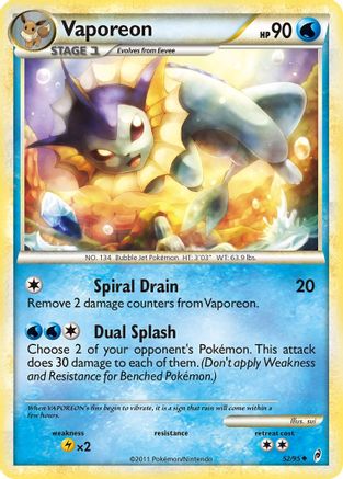 Vaporeon (52/95) Reverse Holofoil [HGSS: Call of Legends] Pokemon Single Pokémon
