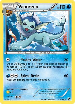 Vaporeon (25/108) Reverse Holofoil [BW: Dark Explorers] Pokemon Single Pokémon