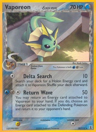 Vaporeon (Delta Species) (18/113) Reverse Holofoil [EX: Delta Species] Pokemon Single Pokémon