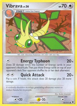 Vibrava (/111) Reverse Holofoil [Platinum: Rising Rivals] Pokemon Single Pokémon
