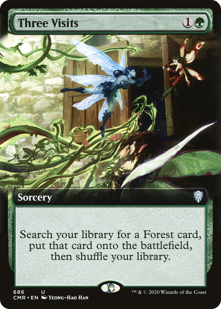 Three Visits (CMR-686) [Commander Legends] (Extended Art) Foil MTG Single Wizards of the Coast
