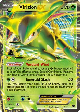 Virizion EX (9/101) - [BW: Plasma Blast] Holofoil Pokemon Single Pokémon
