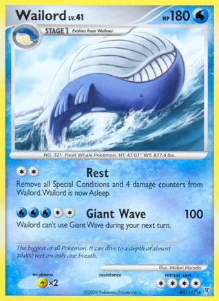 Wailord (/147) Reverse Holofoil [Platinum: Supreme Victors] Pokemon Single Pokémon