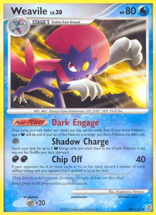 Weavile 40/132 [DP: Secret Wonders] Pokemon Single Pokémon