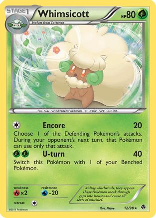 Whimsicott (12) (/98) Reverse Holofoil [BW: Emerging Powers] Pokemon Single Pokémon