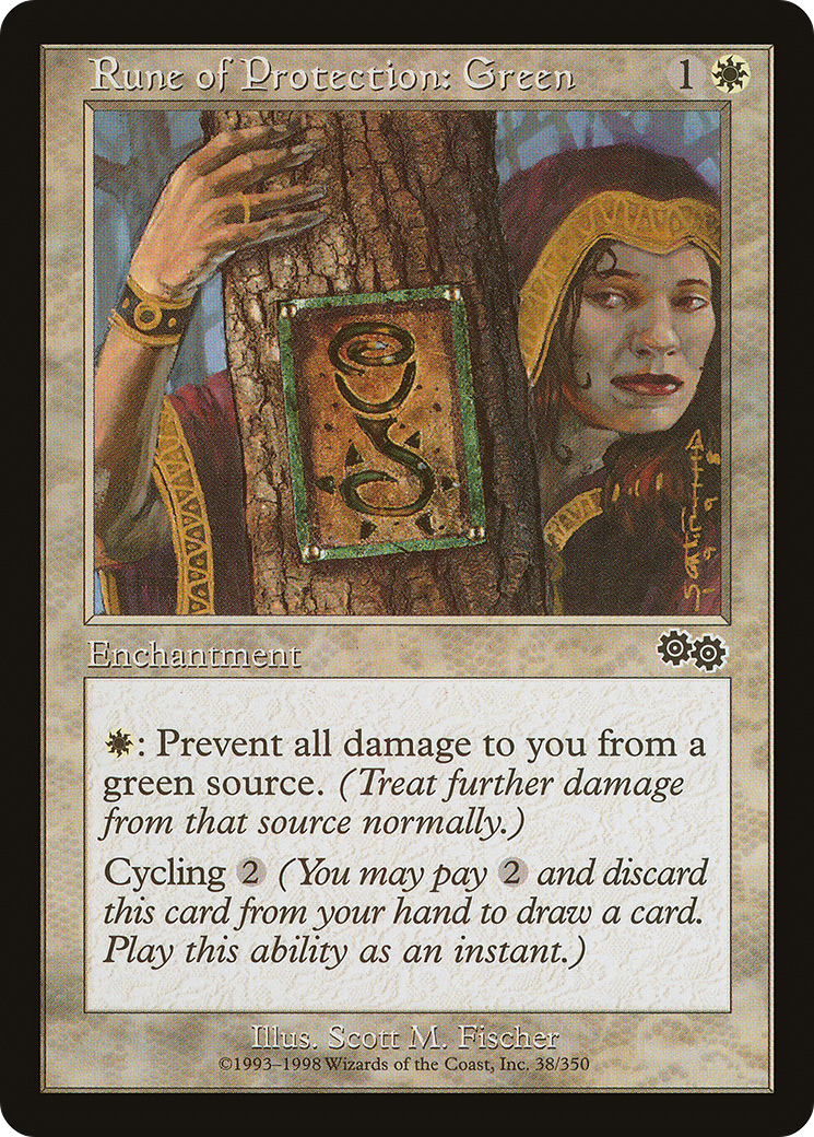 Rune of Protection: Green (USG-038) [Urza's Saga] MTG Single Wizards of the Coast