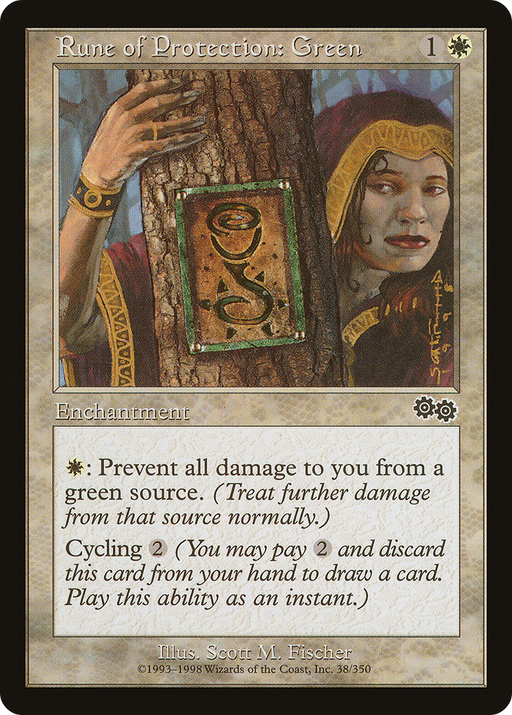 Rune of Protection: Green (USG-038) [Urza's Saga] MTG Single Wizards of the Coast