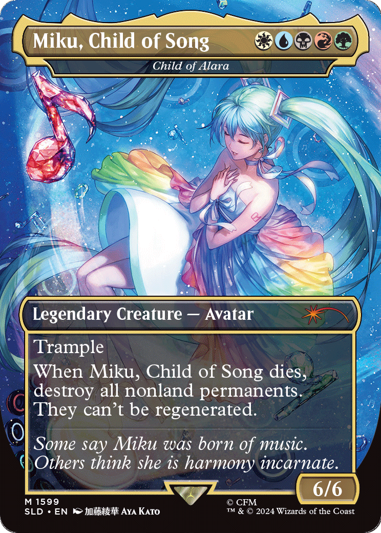 Miku, Child of Song - Child of Alara (SLD-1599) [Secret Lair] Drop (Borderless) Foil MTG Single Wizards of the Coast