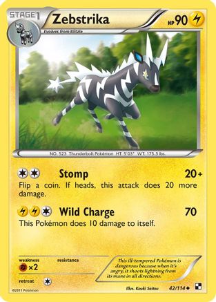 Zebstrika (42) (/114) Reverse Holofoil [BW: Base Set] Pokemon Single Pokémon