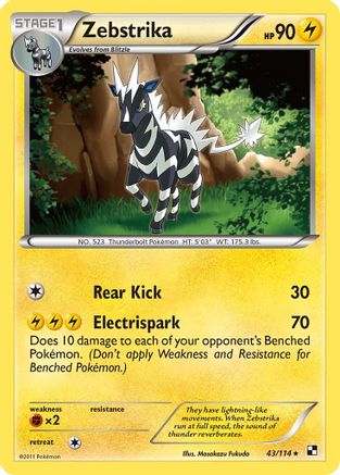Zebstrika (43) (/114) Reverse Holofoil [Black and White] Pokemon Single Pokémon