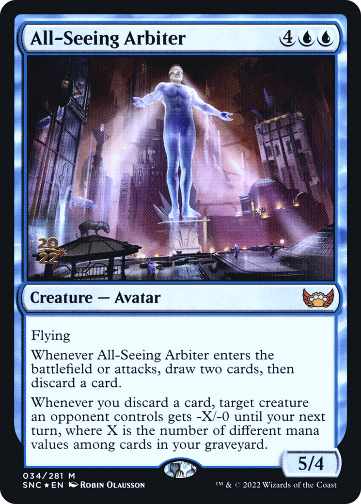 All-Seeing Arbiter (PRE-34S) [Streets of New Capenna Promos] Foil MTG Single Wizards of the Coast