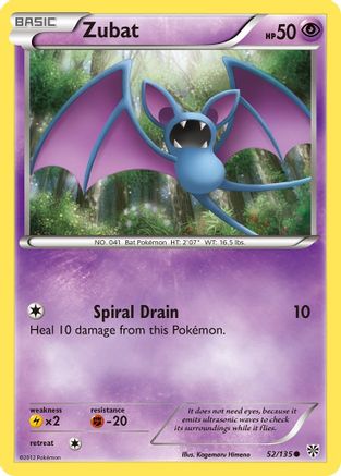 Zubat (52) (/135) Reverse Holofoil [BW: Plasma Storm] Pokemon Single Pokémon