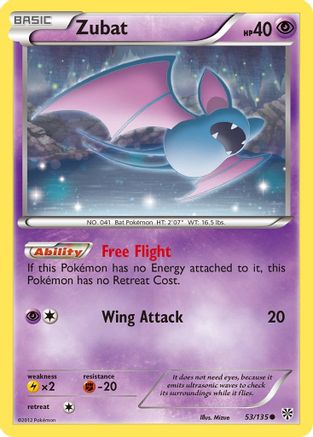 Zubat (53) (/135) Reverse Holofoil [BW: Plasma Storm] Pokemon Single Pokémon