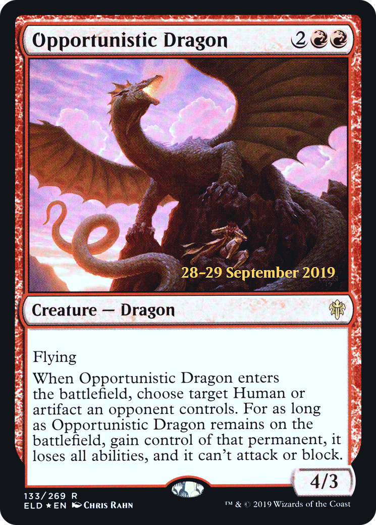 Opportunistic Dragon (PRE-133) [Throne of Eldraine Promos] Foil MTG Single Wizards of the Coast