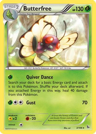 Butterfree (3/106) Reverse Holofoil [XY: Flashfire] Pokemon Single Pokémon