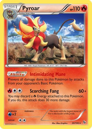 Pyroar (20/106) Reverse Holofoil [XY: Flashfire] Pokemon Single Pokémon