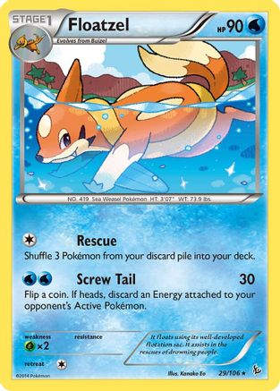 Floatzel (29/106) Reverse Holofoil [XY: Flashfire] Pokemon Single Pokémon
