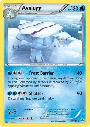 Avalugg (31/106) Reverse Holofoil [XY: Flashfire] Pokemon Single Pokémon