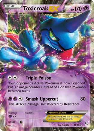 Toxicroak EX (41/106) Holofoil [XY: Flashfire] Pokemon Single Pokémon