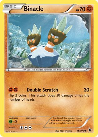 Binacle (48/106) Reverse Holofoil [XY: Flashfire] Pokemon Single Pokémon