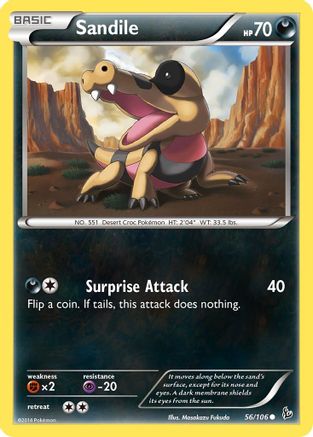 Sandile (56/106) Reverse Holofoil [XY: Flashfire] Pokemon Single Pokémon