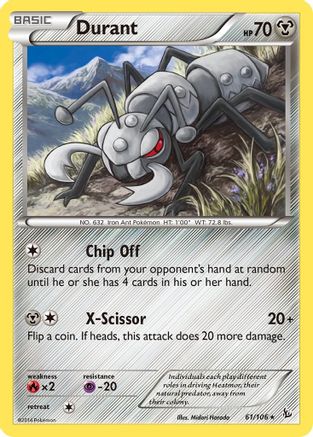 Durant (61/106) Reverse Holofoil [XY: Flashfire] Pokemon Single Pokémon