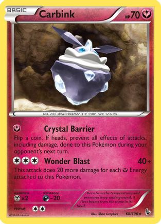 Carbink (68/106) Reverse Holofoil [XY: Flashfire] Pokemon Single Pokémon