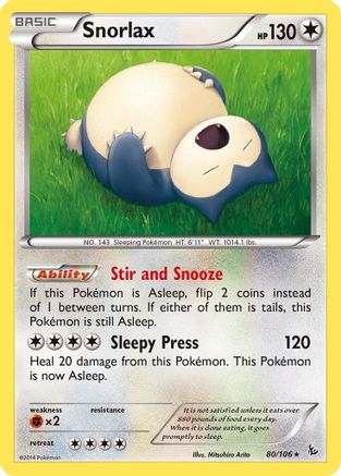 Snorlax (80/106) Reverse Holofoil [XY: Flashfire] Pokemon Single Pokémon
