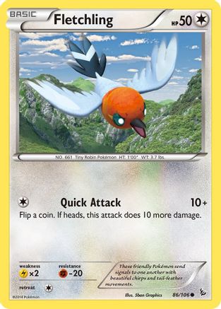 Fletchling (86/106) Reverse Holofoil [XY: Flashfire] Pokemon Single Pokémon