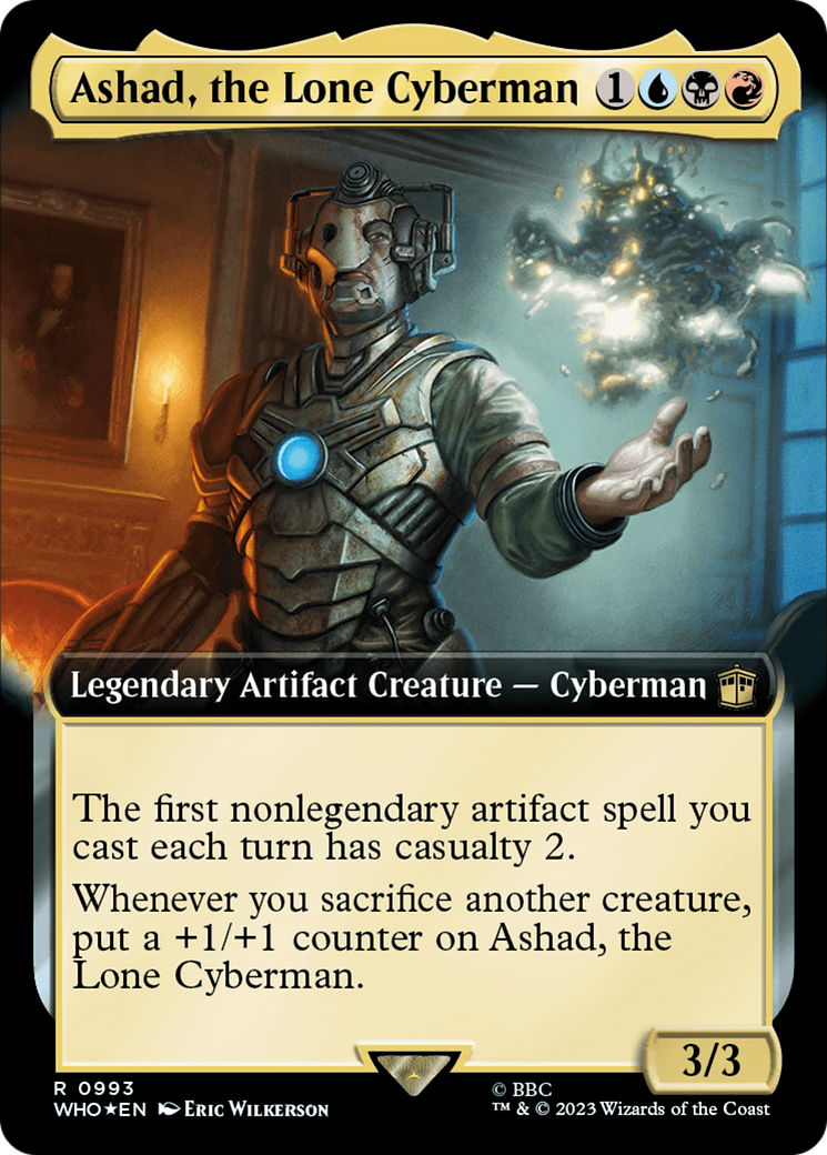 Ashad, the Lone Cyberman (Surge Foil) (WHO-993) [Doctor Who] (Extended Art) Foil MTG Single Wizards of the Coast