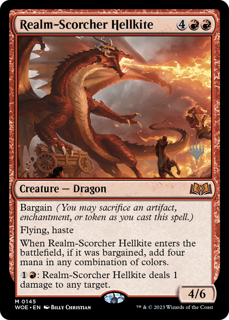 Realm-Scorcher Hellkite (PPWOE-145) [Wilds of Eldraine Promos] Foil MTG Single Wizards of the Coast