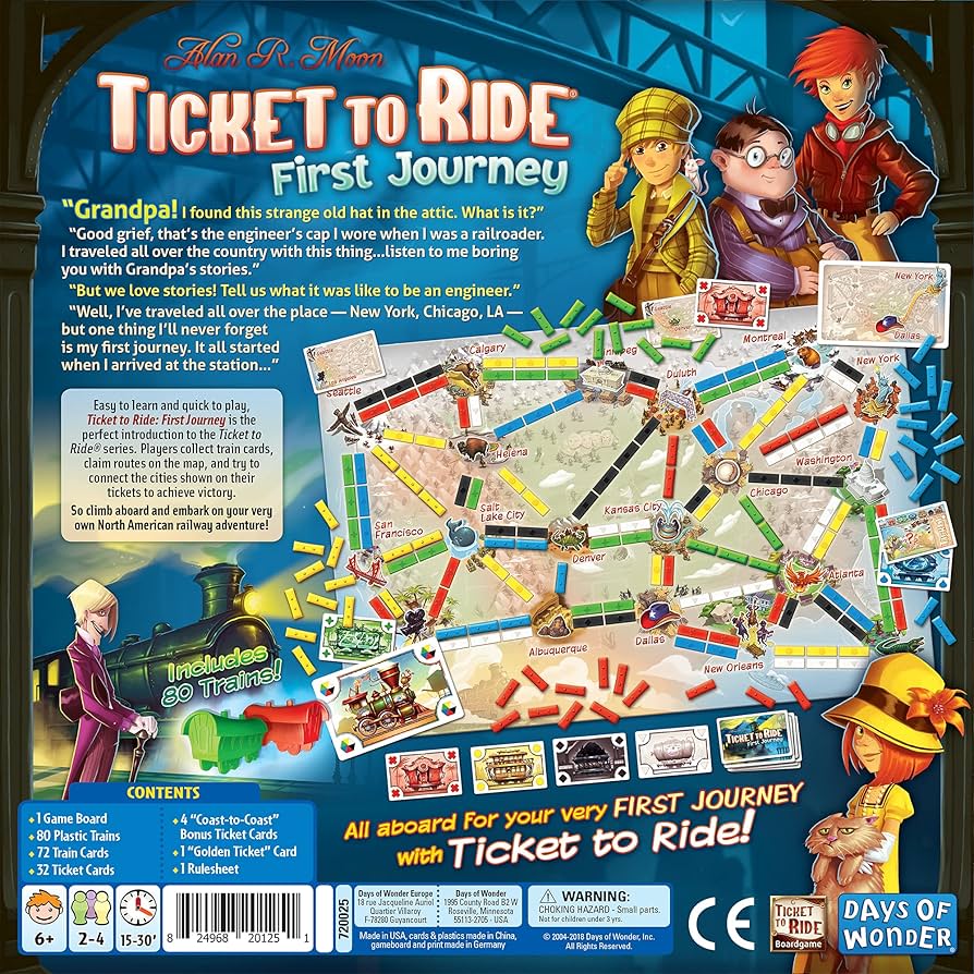 Ticket To Ride: First Journey Board Games Days of Wonder
