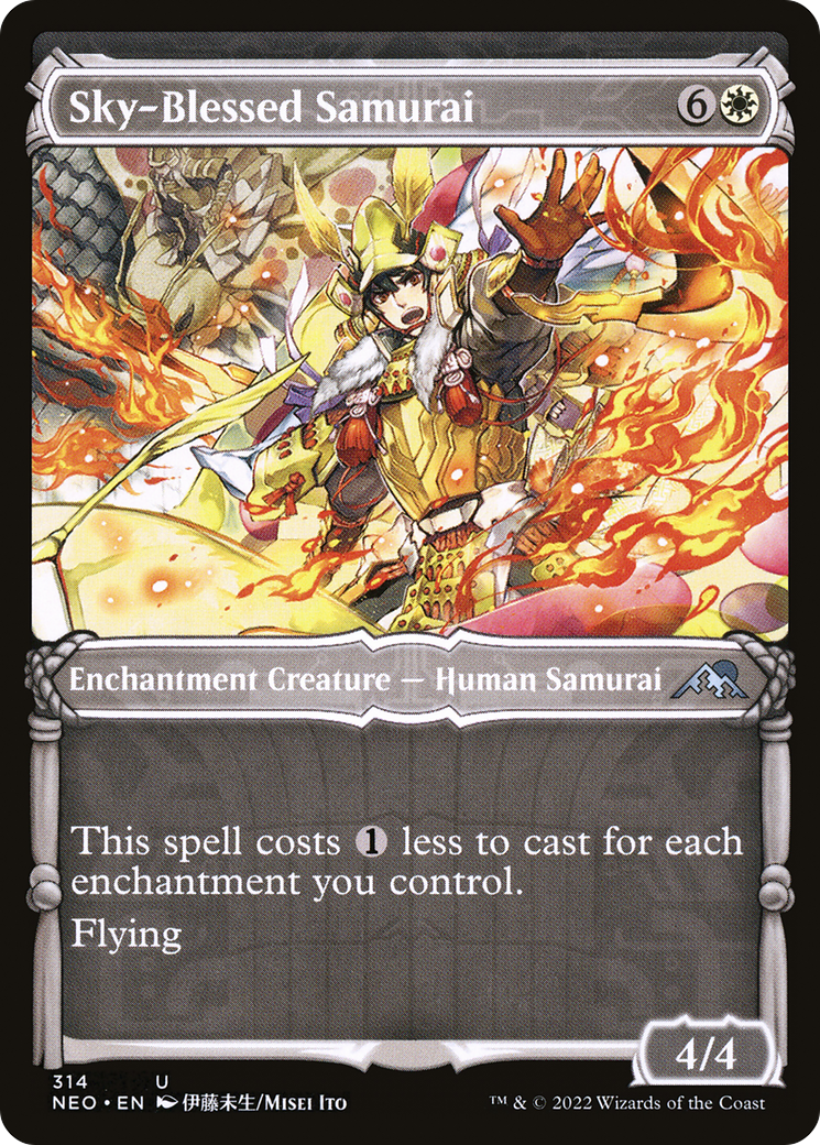Sky-Blessed Samurai (NEO-314) [Kamigawa: Neon Dynasty] (Showcase) MTG Single Wizards of the Coast