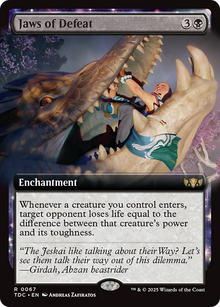 Jaws of Defeat (Extended Art) (TDC-067) [Commander: Tarkir: Dragonstorm]: (Extended Art) MTG Single Wizards of the Coast