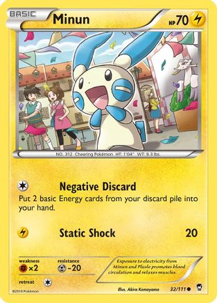 Minun (32/111) Reverse Holofoil [XY: Furious Fists] Pokemon Single Pokémon