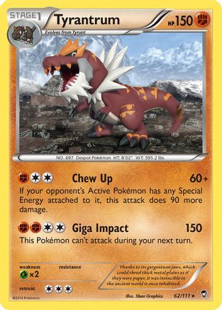 Tyrantrum (62/111) Reverse Holofoil [XY: Furious Fists] Pokemon Single Pokémon
