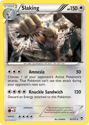 Slaking (83/111) Reverse Holofoil [XY: Furious Fists] Pokemon Single Pokémon