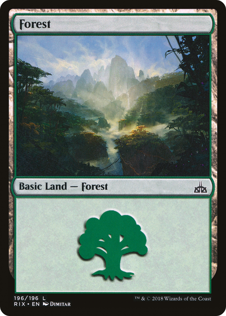 Forest (RIX-196) [Rivals of Ixalan] Foil MTG Single Wizards of the Coast