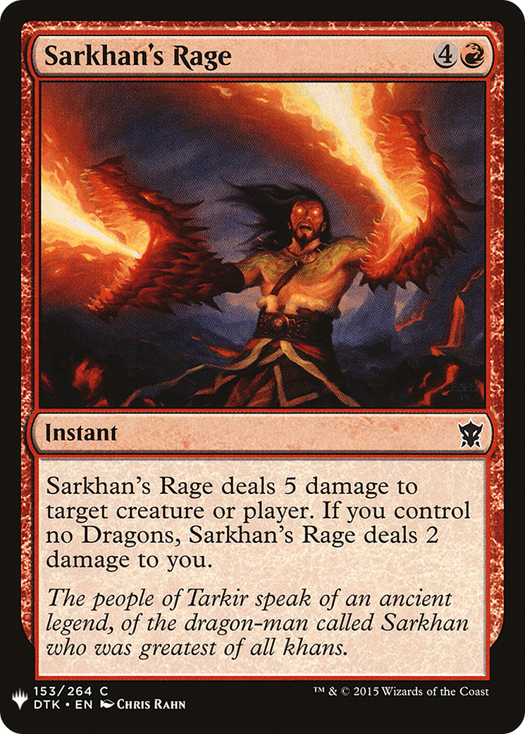 Sarkhan's Rage (LIST-DTK-153) [Mystery Booster] The List MTG Single Wizards of the Coast