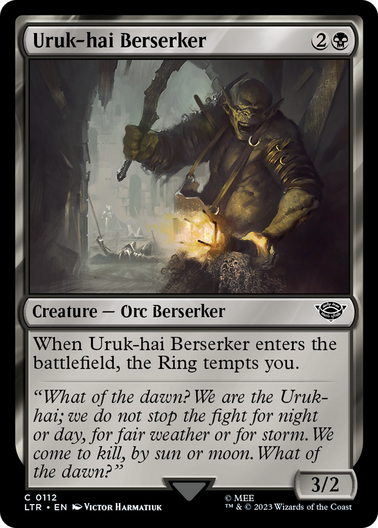 Uruk-hai Berserker (LTR-112) [The Lord of the Rings: Tales of Middle-earth] Foil MTG Single Wizards of the Coast