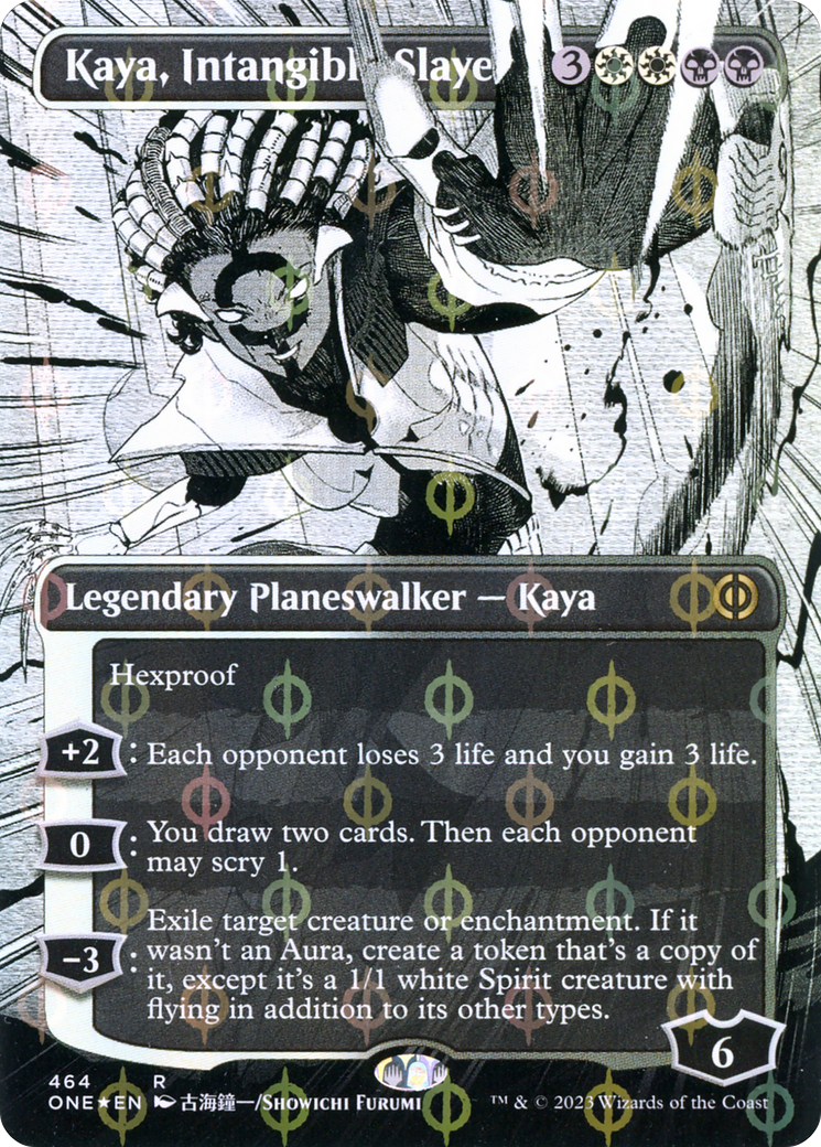 Kaya, Intangible Slayer (Step-and-Compleat Foil) (ONE-464) [Phyrexia: All Will Be One] (Showcase) (Borderless) Foil MTG Single Wizards of the Coast