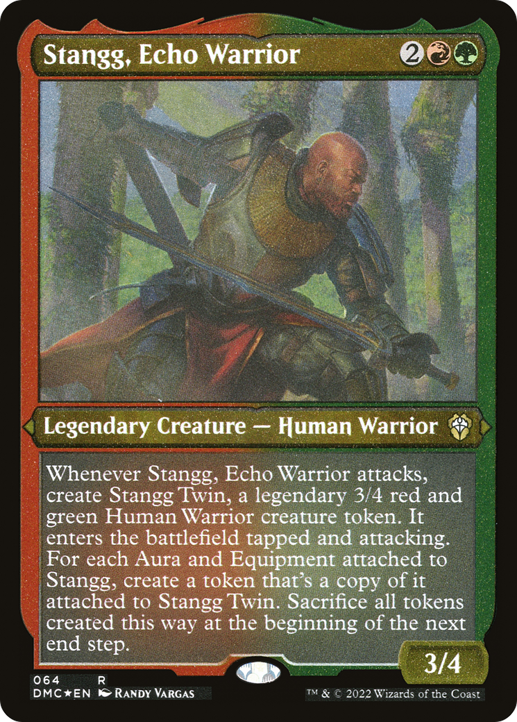Stangg, Echo Warrior (DMC-064) [Dominaria United Commander] Etched Foil MTG Single Wizards of the Coast