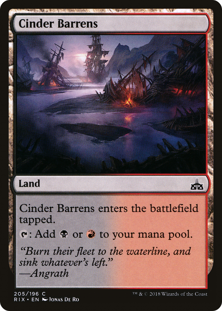 Cinder Barrens (RIX-205) [Rivals of Ixalan] MTG Single Wizards of the Coast