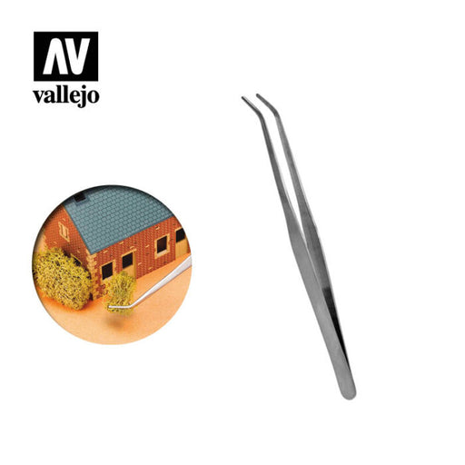 Vallejo: T12009 Curved Stainless Steel Tweezers Model Tools & Glue Vallejo