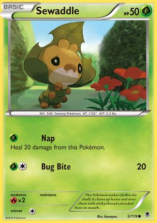 Sewaddle (/119) Reverse Holofoil [XY: Phantom Forces] Pokemon Single Pokémon