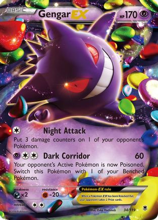 Gengar EX (34/119) Holofoil [XY: Phantom Forces] Pokemon Single Pokémon